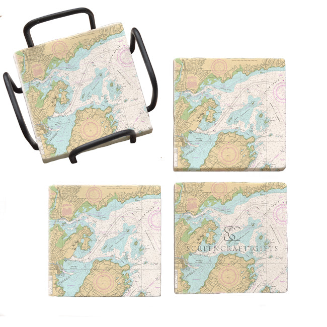 North Shore, MA - Marble Coaster Set