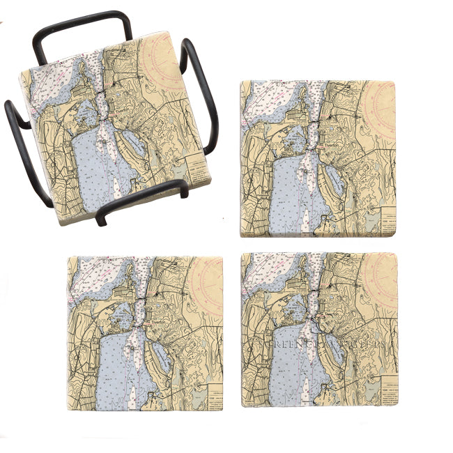 Tiverton, RI - Marble Coaster Set