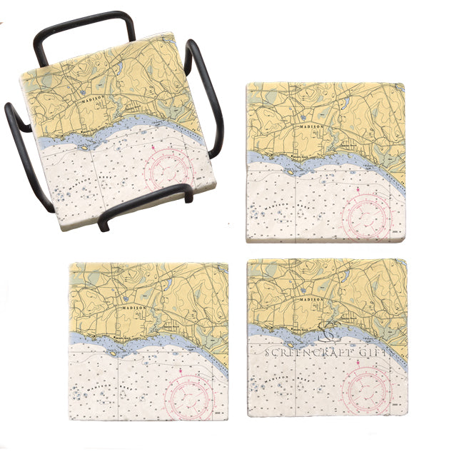 Madison, CT  - Marble Coaster Set