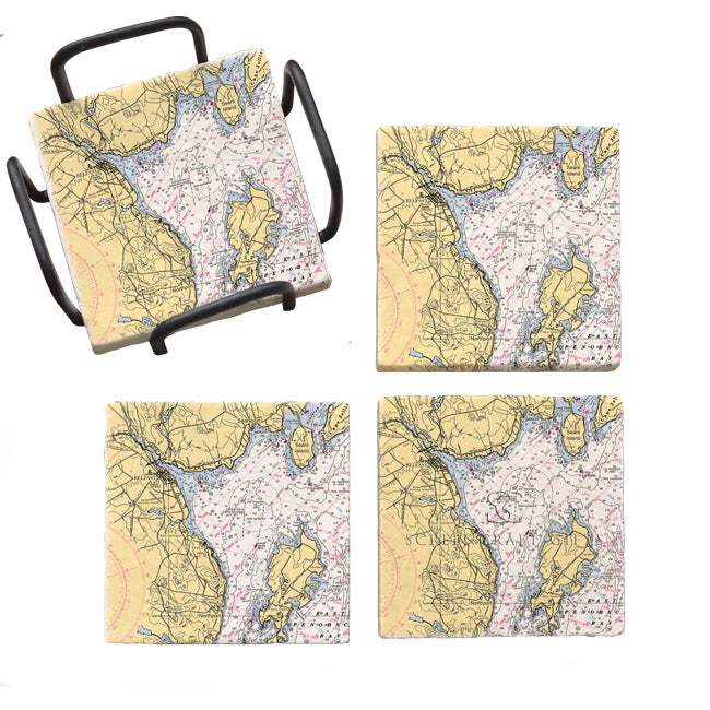 Belfast, ME  - Marble Coaster Set