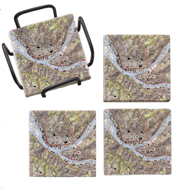 Pittsburgh, PA - Marble Coaster Set