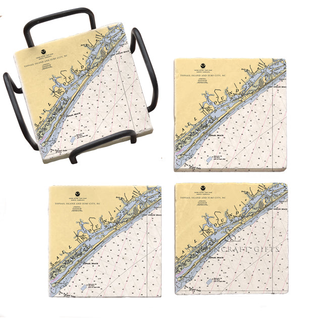 Surf City, NC  - Marble Coaster Set