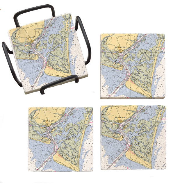 Bald Head Island, NC - Marble Coaster Set