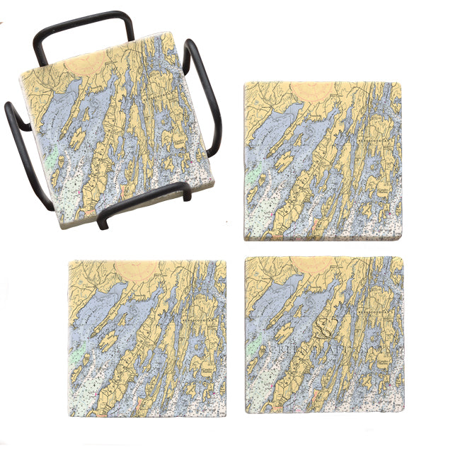 Harpswell, ME- Marble Coaster Set