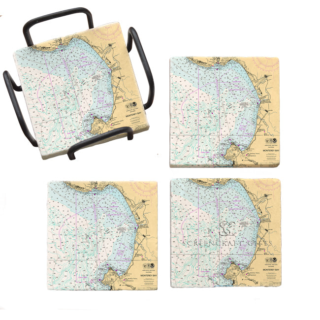 Monterey, CA -  Marble Coaster Set