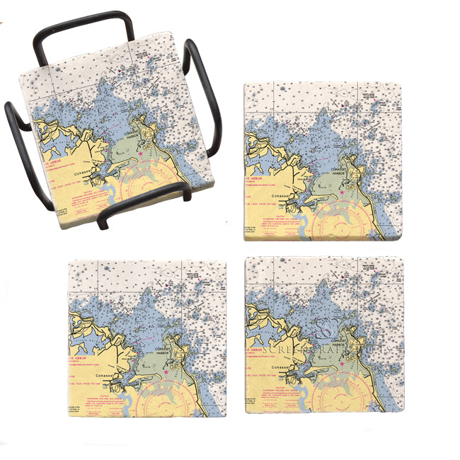 Cohasset, MA  - Marble Coaster Set