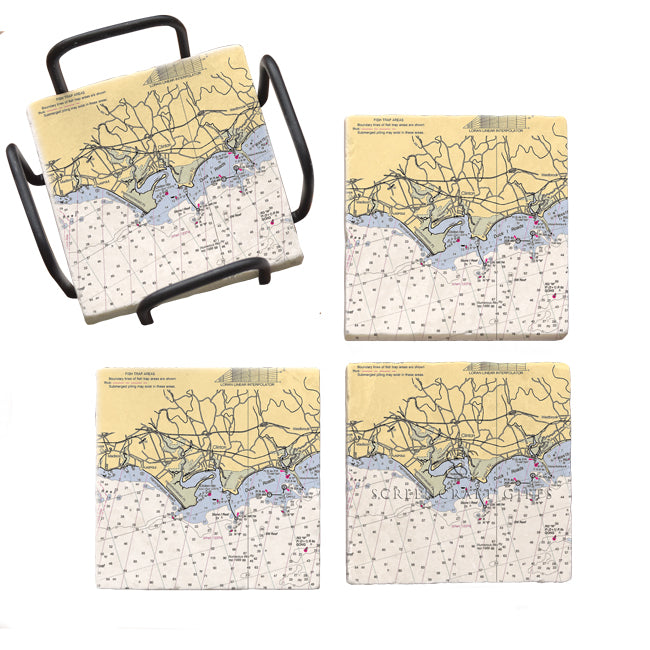 Clinton, CT - Marble Coaster Set