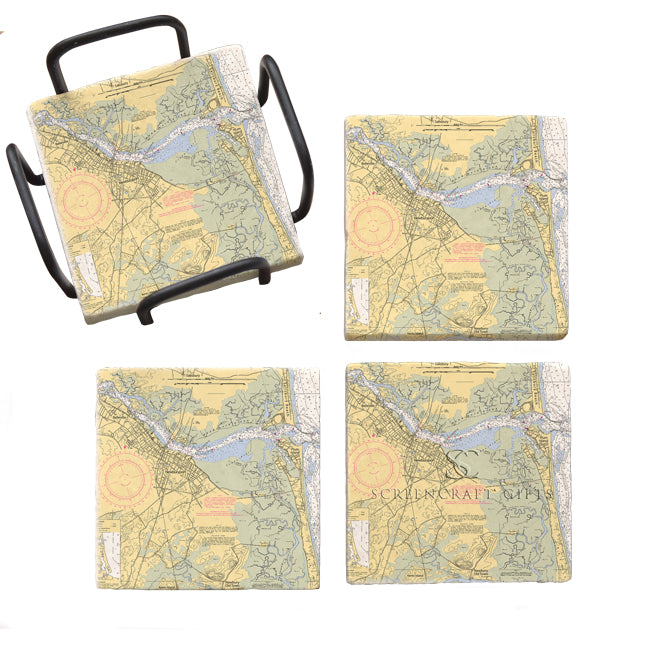Newburyport, MA - Marble Coaster Set