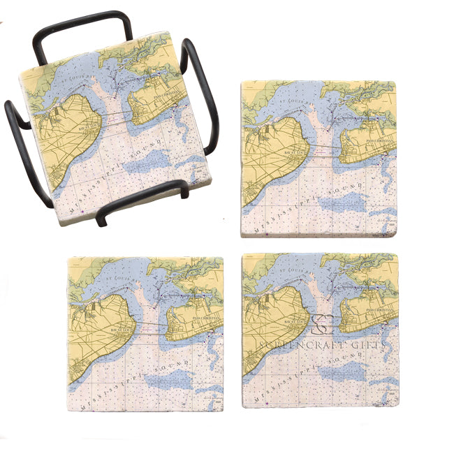 St. Louis Bay, MS - Marble Coaster Set