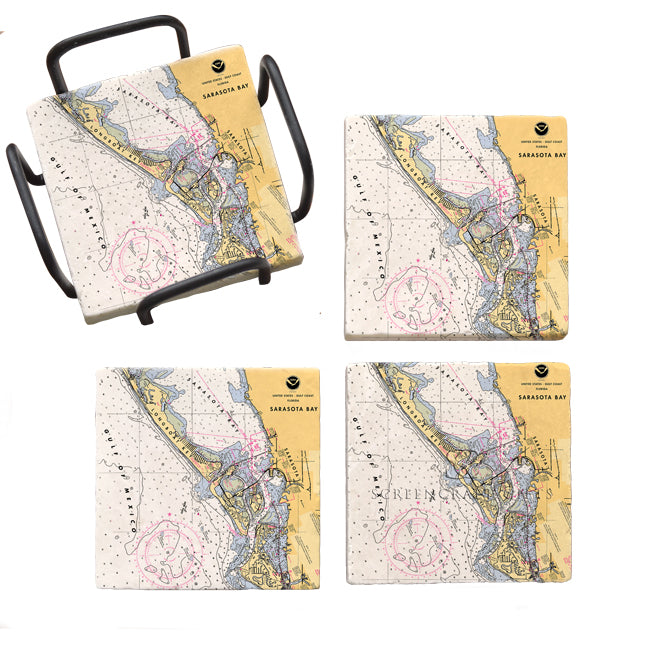 Sarasota, FL  - Marble Coaster Set
