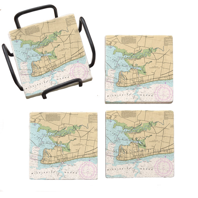 Pass Christian, MS - Marble Coaster Set