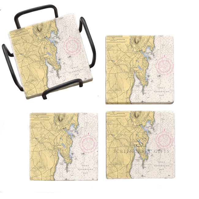 Rockport, ME - Marble Coaster Set