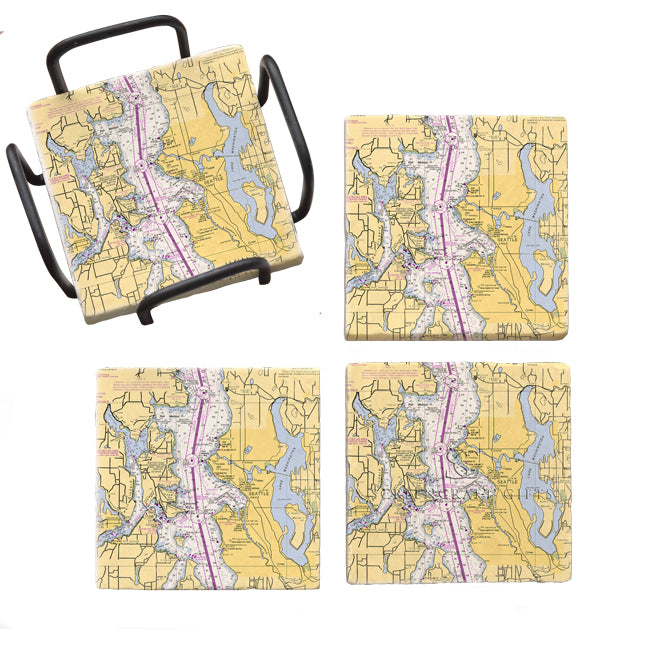 Seattle, WA- Marble Coaster Set