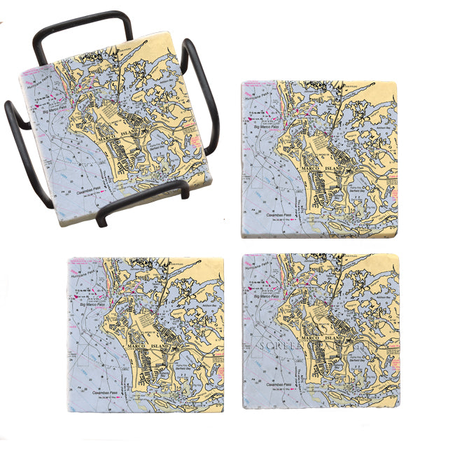 Marco Island, FL - Marble Coaster Set