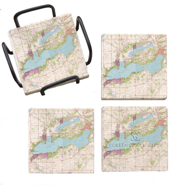Lake Geneva, WI - Marble Coaster Set