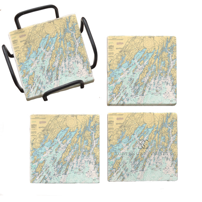 Brunswick, ME - Marble Coaster Set