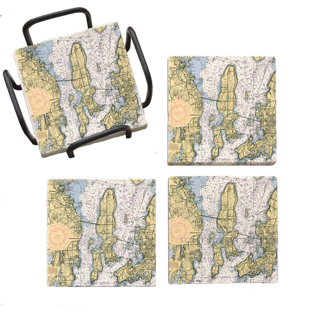 Wickford to Newport, RI- Marble Coaster Set
