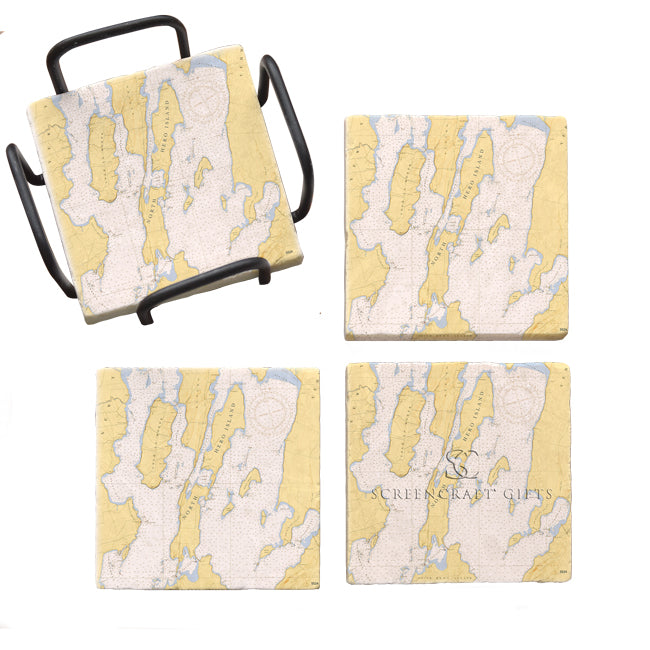 North Hero, VT - Marble Coaster Set