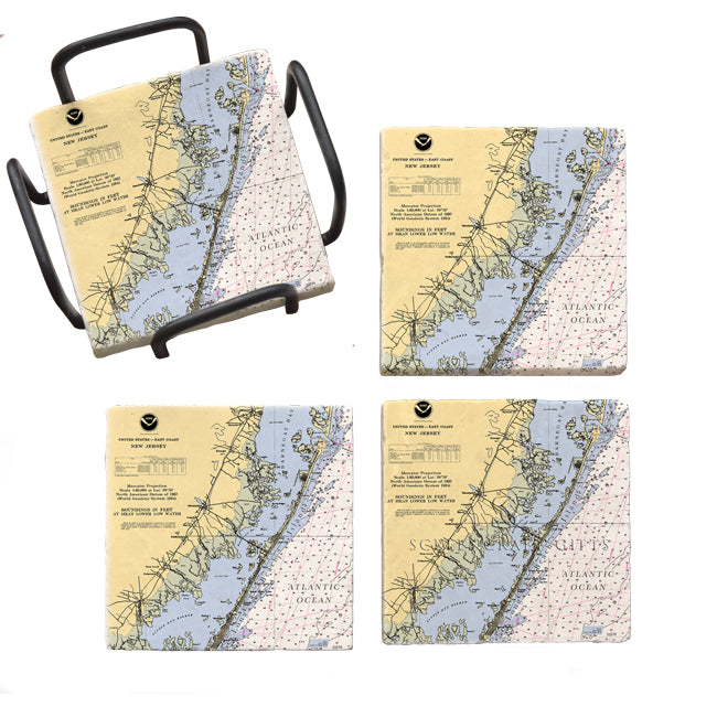 Long Beach Island, NJ- Marble Coaster Set