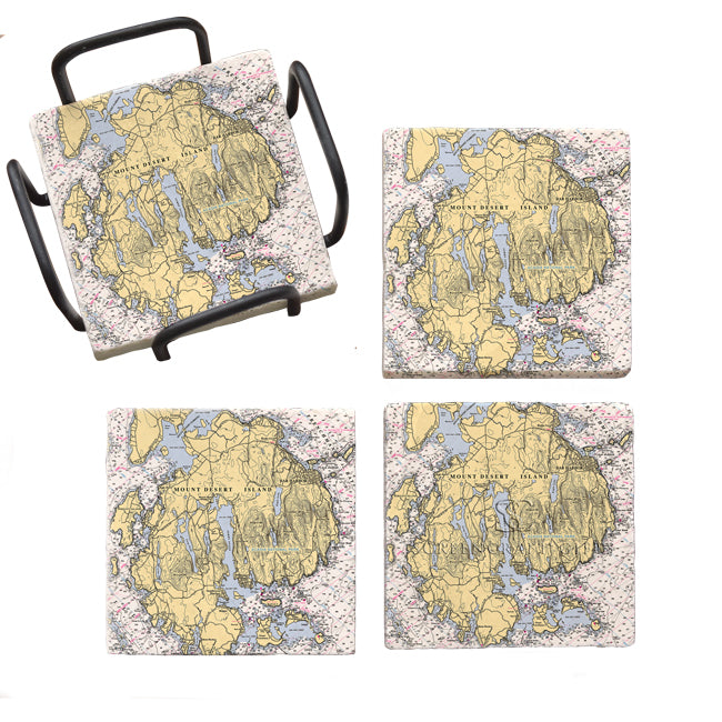 Mount Desert Island, ME - Marble Coaster Set
