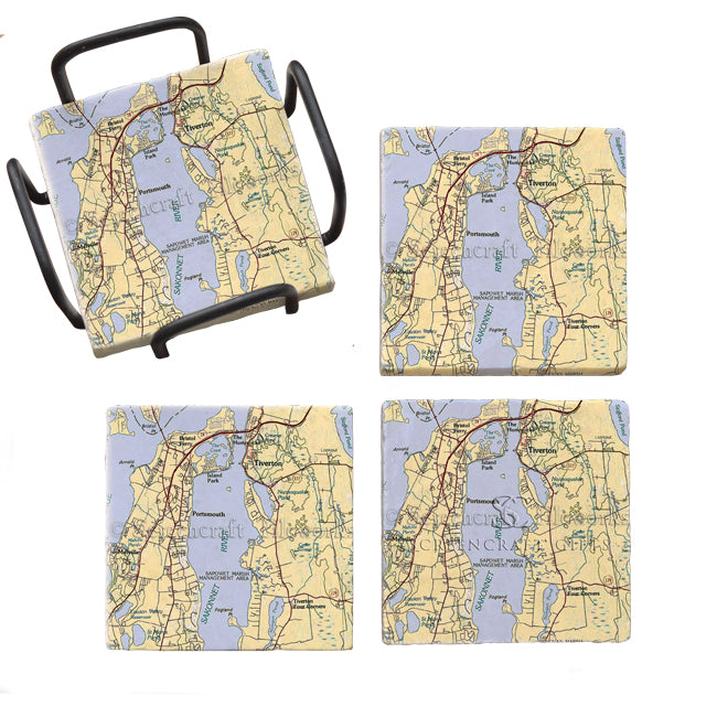 Tiverton, RI - Marble Coaster Set