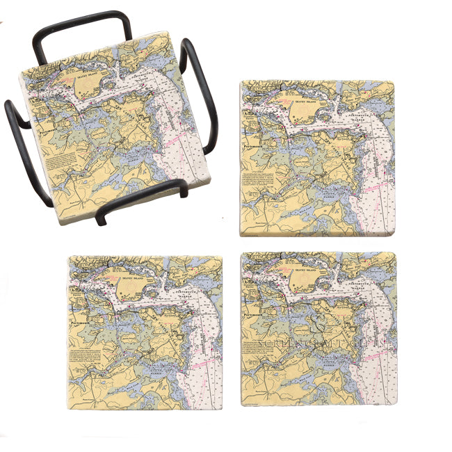 New Castle, NH - Marble Coaster Set