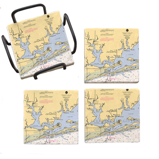 Orange Beach, AL - Marble Coaster Set