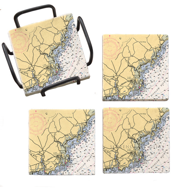Kennebunkport, ME- Marble Coaster Set
