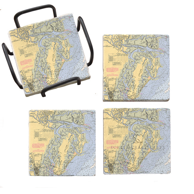 St. Simons Island, GA - Marble Coaster Set