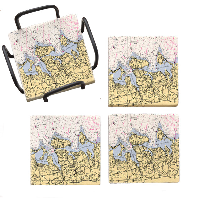 Huntington Bay, NY- Marble Coaster Set