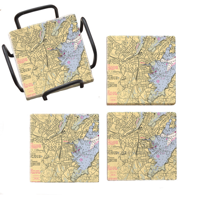 Salem, MA- Marble Coaster Set
