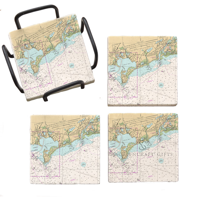 West Yarmouth, MA - Marble Coaster Set
