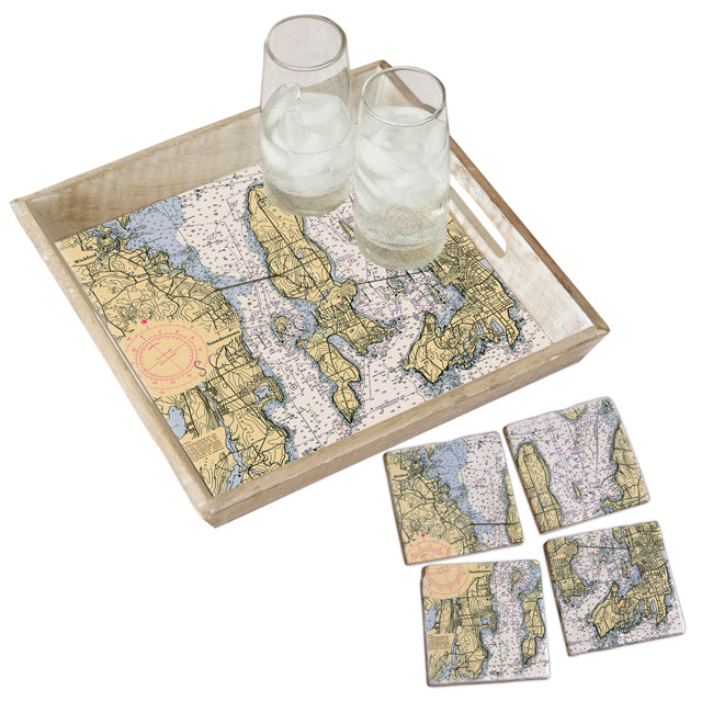 Wickford to Newport, RI- Marble Coaster Set