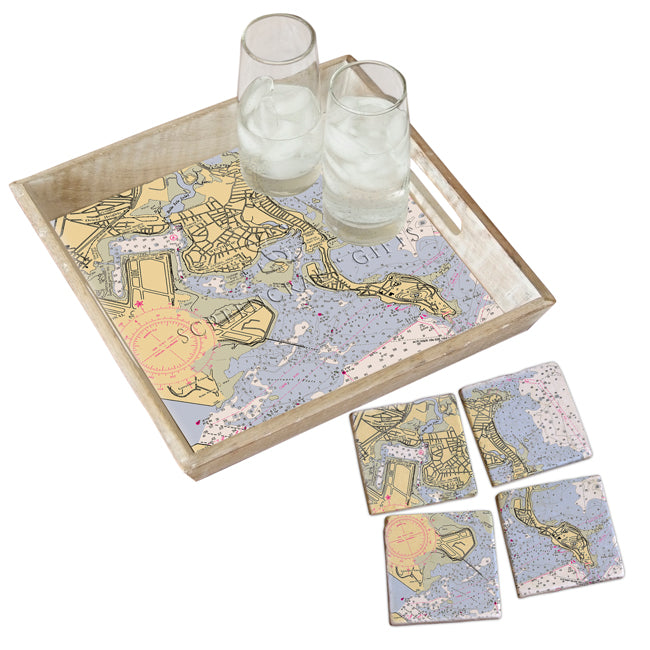 Winthrop, MA- Marble Coaster Set