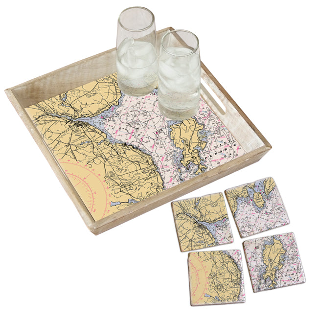 Belfast, ME  - Marble Coaster Set