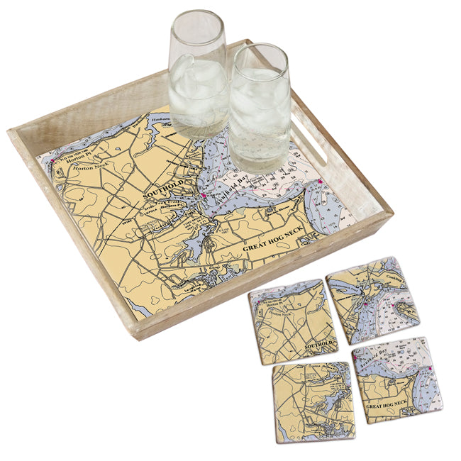 Southold, NY - Marble Coaster Set