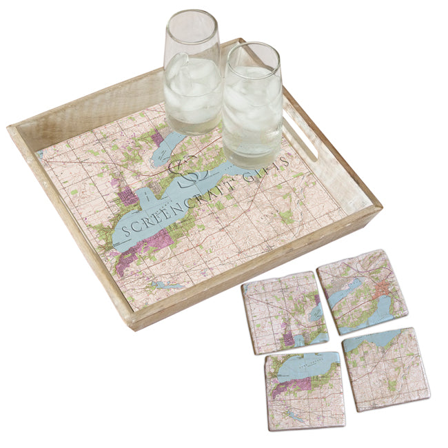 Lake Geneva, WI - Marble Coaster Set