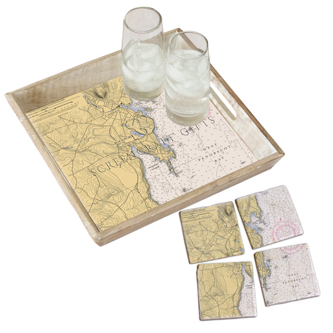 Rockport, ME - Marble Coaster Set