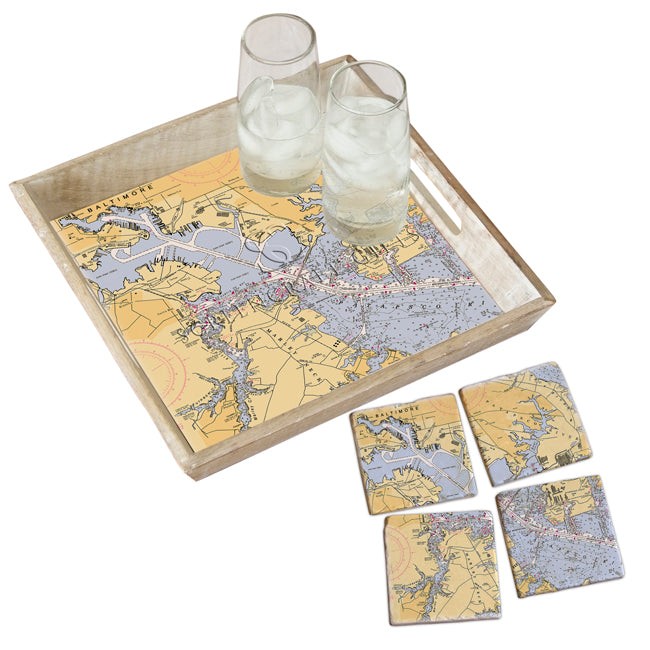Baltimore, MD - Marble Coaster Set