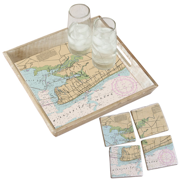 Pass Christian, MS - Marble Coaster Set