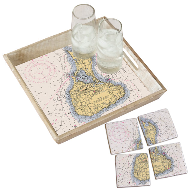 Block Island, RI - Marble Coaster Set