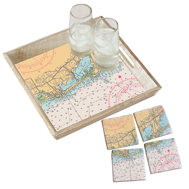 Quonochontaug, RI  - Marble Coaster Set