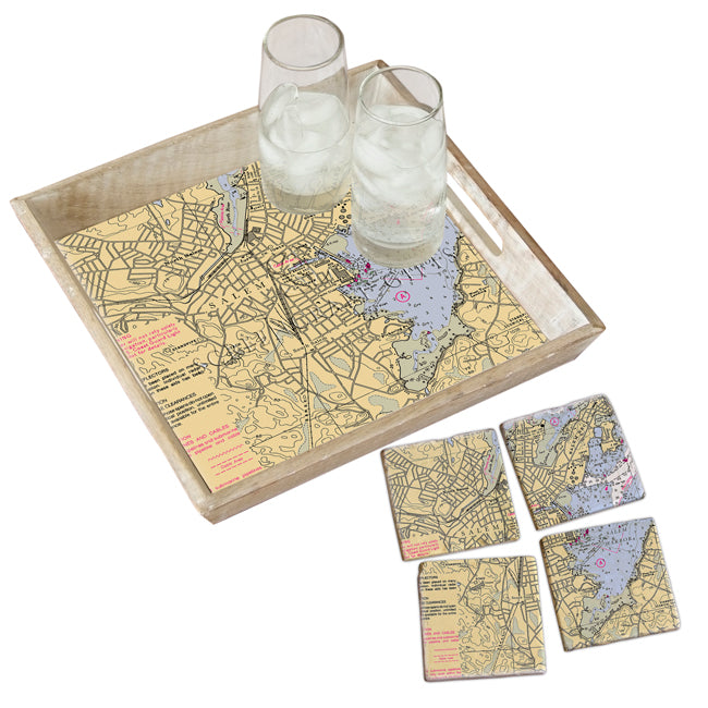 Salem, MA- Marble Coaster Set