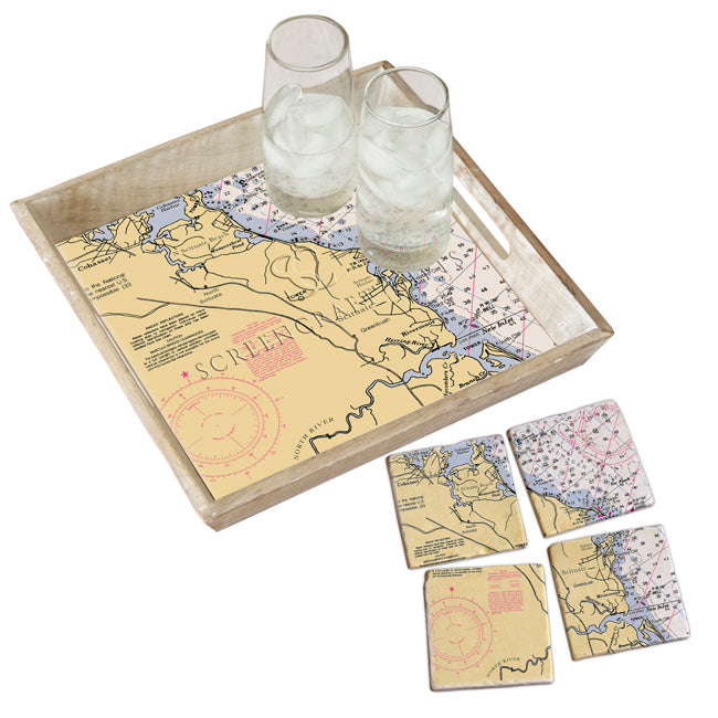 Scituate, MA- Marble Coaster Set