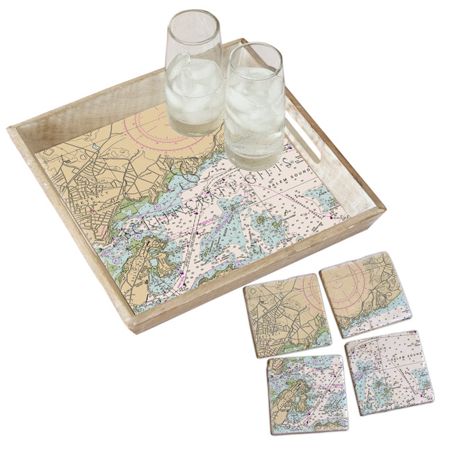 Beverly Harbor, Ma - Marble Coaster Set