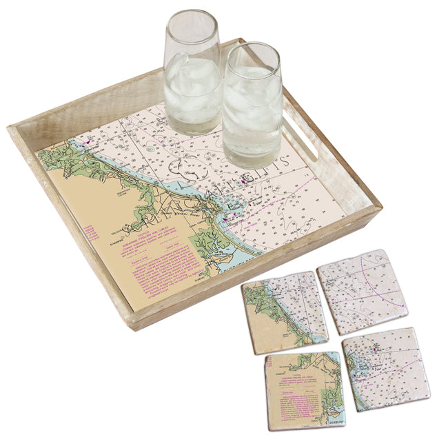 Marshfield, MA - Marble Coaster Set