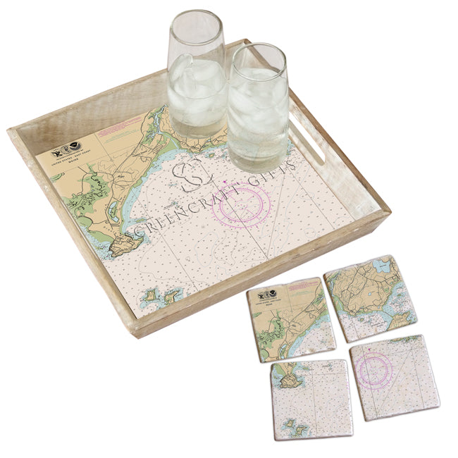 Scarborough, ME  - Marble Coaster Set