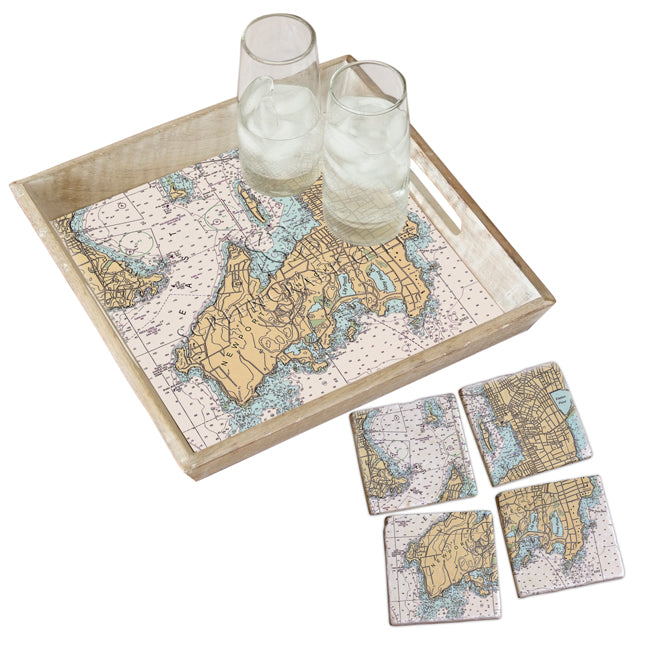 Newport Neck, RI - Marble Coaster Set