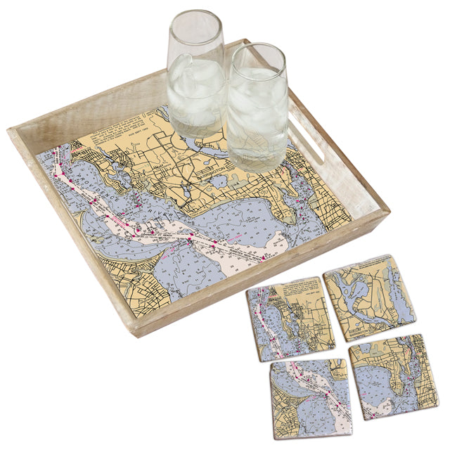 Barrington, RI- Marble Coaster Set