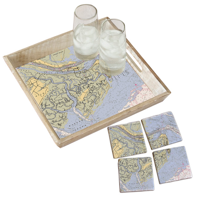 Tybee Island, GA  - Marble Coaster Set